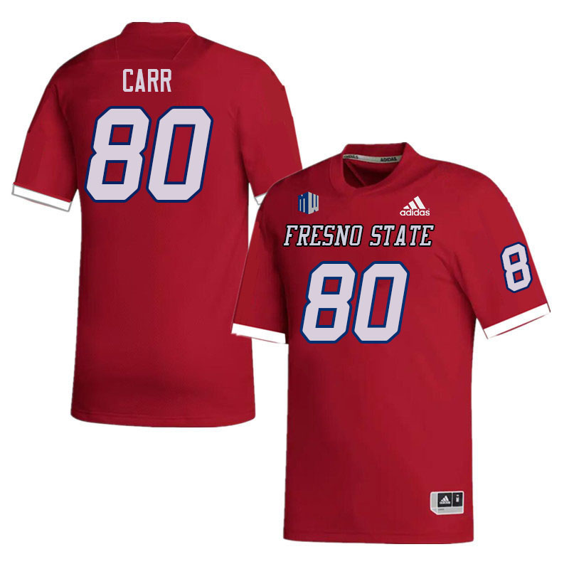 Men #80 Tyler Carr Fresno State Bulldogs College Football Jerseys Stitched Sale-Red - Click Image to Close